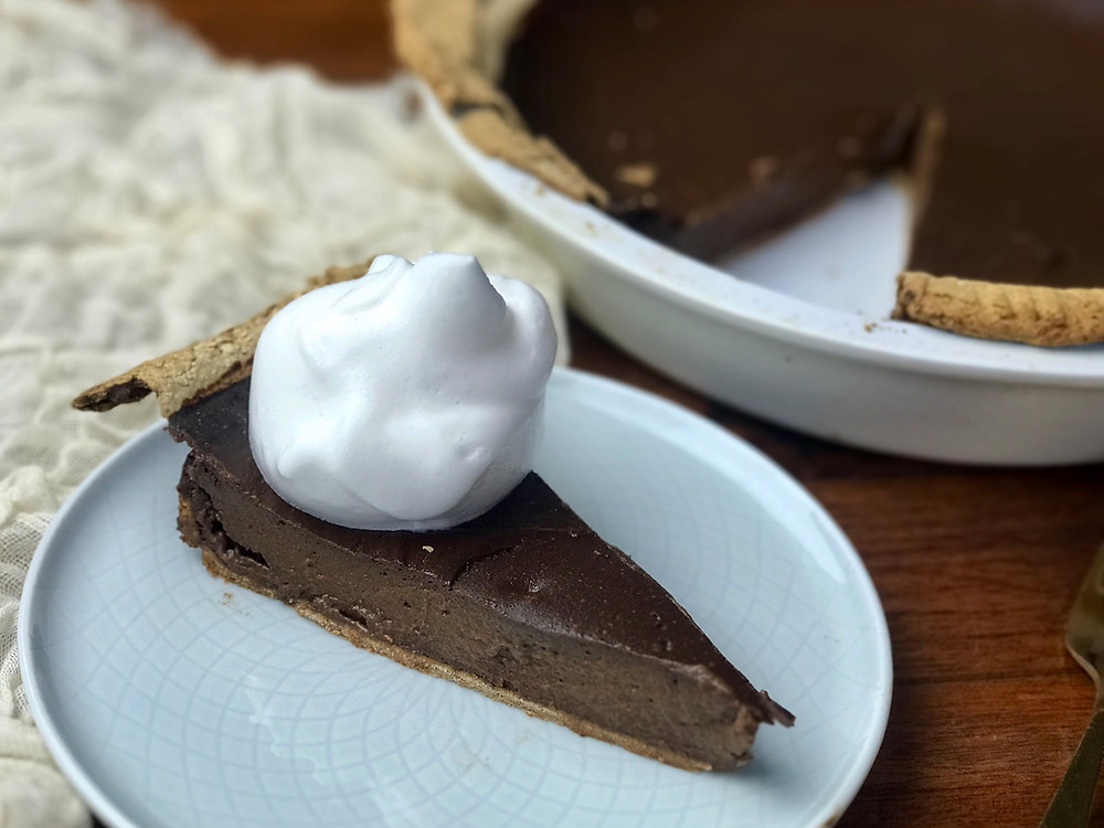 Chocolate Sweet Potato Pie with creamy chocolate filling