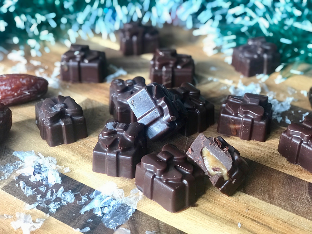 Chocolate covered salted date caramels